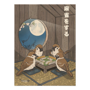 Mahjong-Vögel spielen Spiel Fotodruck