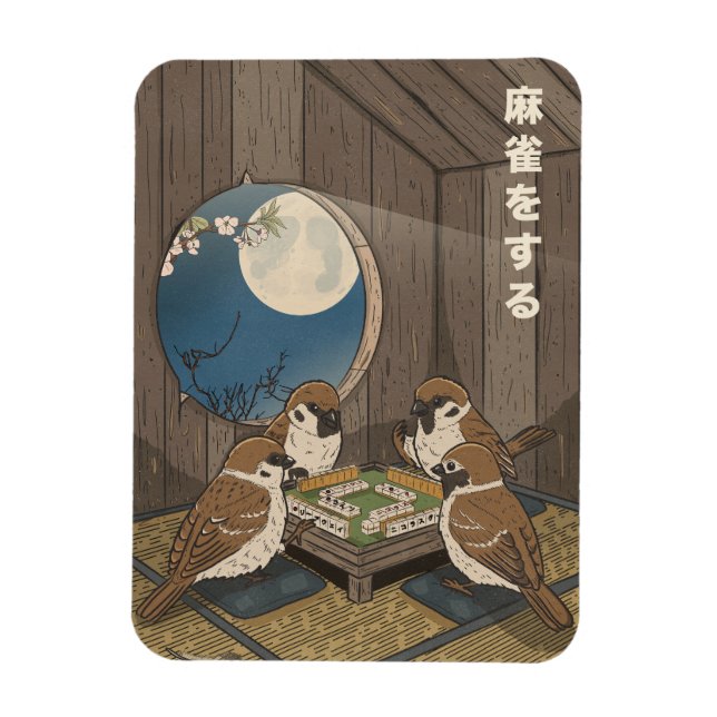 Mahjong Vögel spielen Spiel  Magnet (Vertikal)