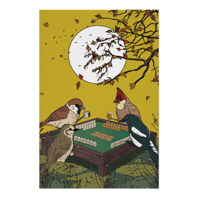 Mahjong Vögel spielen Spiel  Poster (Vorderseite)