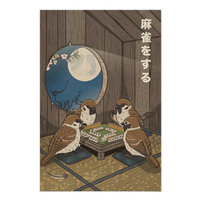 Mahjong Vögel spielen Spiel  Poster (Vorderseite)