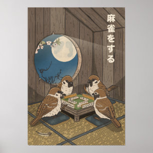 Mahjong Vögel spielen Spiel  Poster