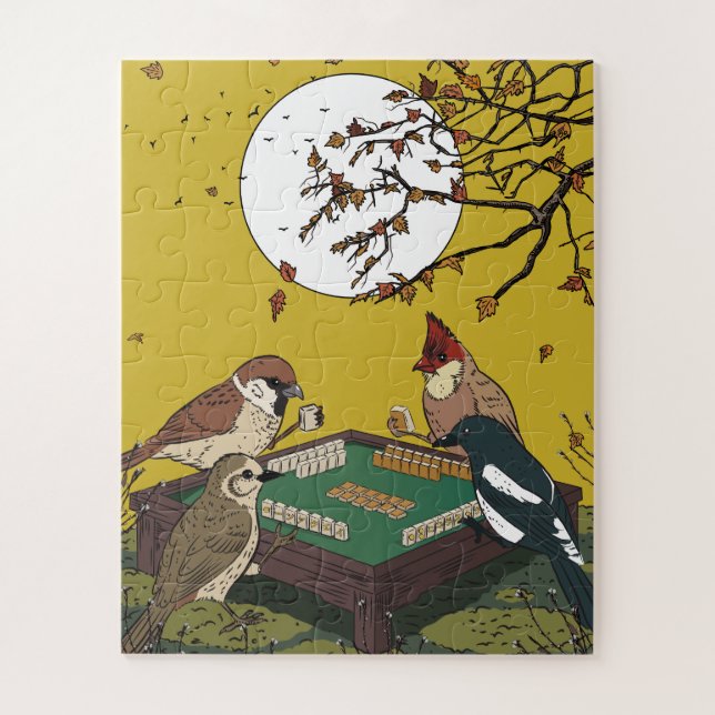 Mahjong-Vögel spielen Spiel  Puzzle (Vertikal)