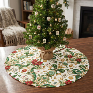 Mahjong Weihnachten Polyester Weihnachtsbaumdecke