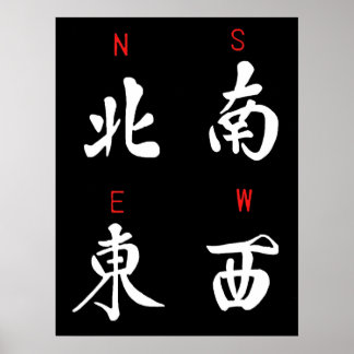 Mahjong Winds, Ehrenbürger, Anzug, Nord, Süd, Ost, Poster