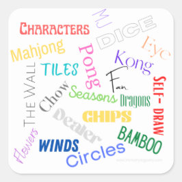 Mahjong-Wörter Quadratischer Aufkleber