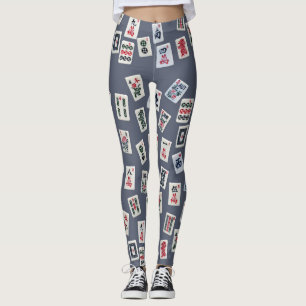MahJongg Fliesen-Design auf dunkelblau Leggings