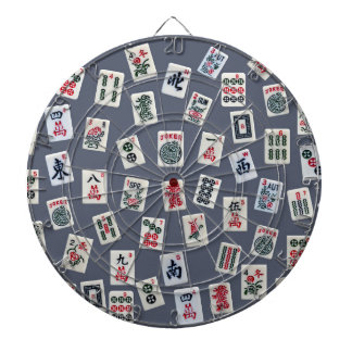MahJongg tiles design on dark blue Dartscheibe