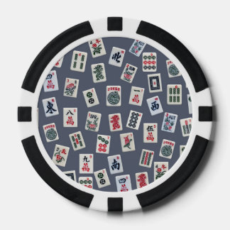 MahJongg tiles design on dark blue Pokerchips