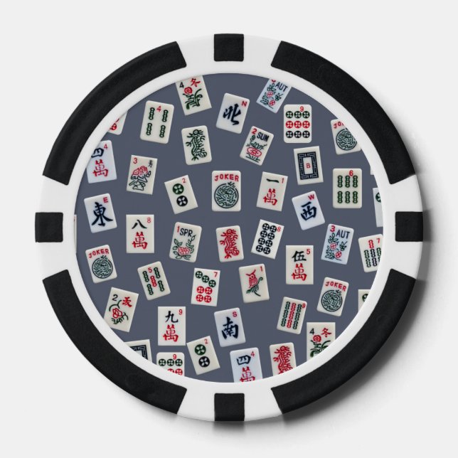 MahJongg tiles design on dark blue Pokerchips (Vorderseite)