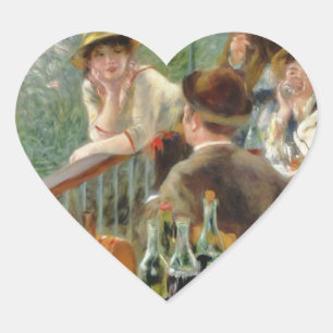 Mahlzeit der Ruderpartie Vintage Renoir Herz-Aufkleber