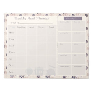 Mahlzeit-Planer-lila Blume 2 Notizblock