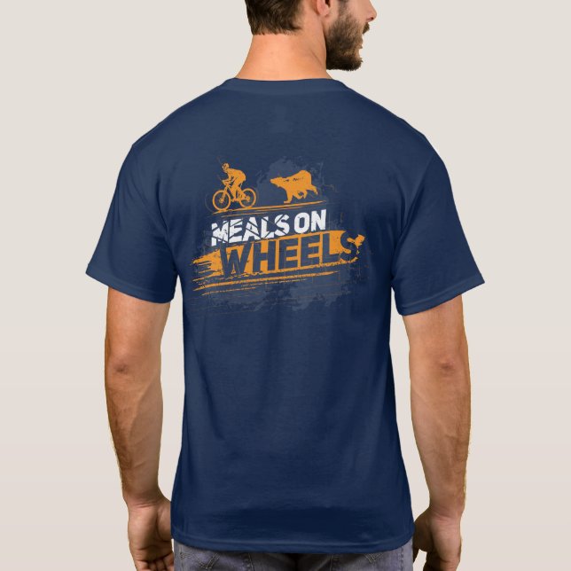 Mahlzeiten auf Rädern Radfahren Waldbärenabenteuer T-Shirt (Rückseite)
