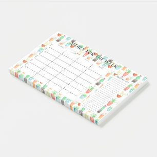 Mahlzeiten für das Wochen-Aquarell-Post-It Post-it Klebezettel