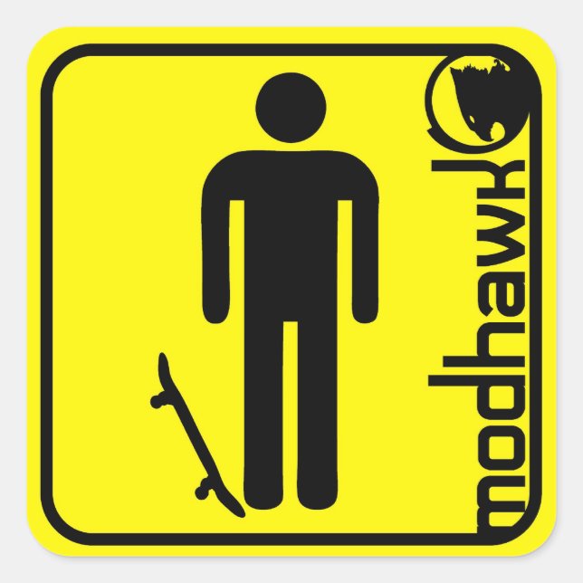Mahngelb Quadratischer Aufkleber (Vorderseite)
