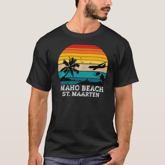 Maho Beach Caribbean Insel St Maarten T-Shirt (Vorderseite)