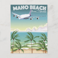 Maho Beach Saint Martin Flugzeug Poster