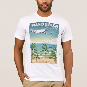 Maho Beach Saint Martin Flugzeugposter T-Shirt
