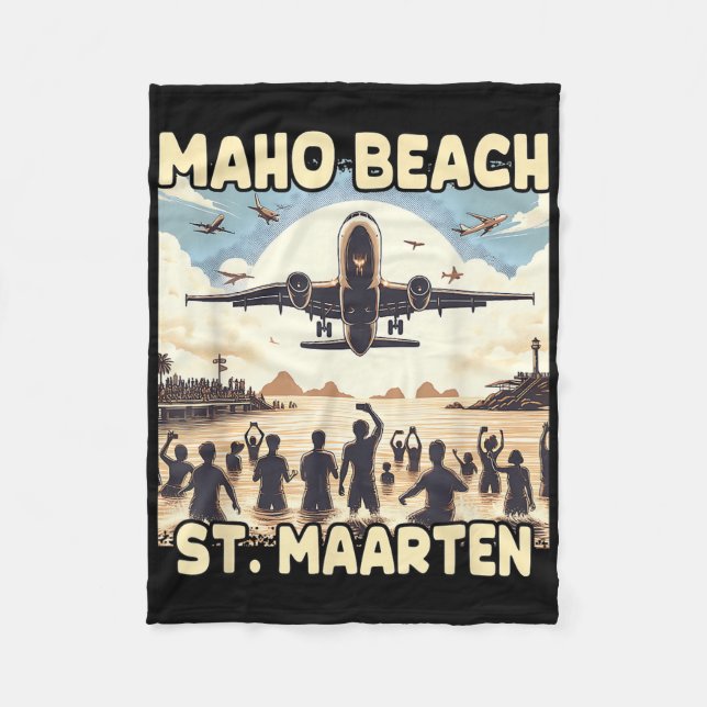 Maho Beach St. Maarten Fleecedecke (Vorderseite)