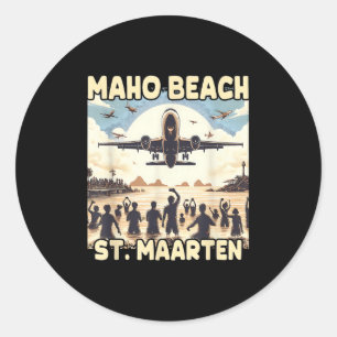 Maho Beach St. Maarten Runder Aufkleber