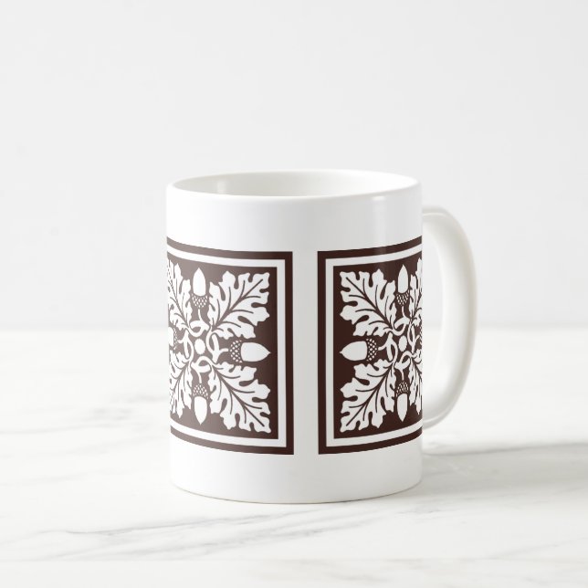 Mahogany Acorn und Leaf Tile Design Kaffeetasse (VorderseiteRechts)
