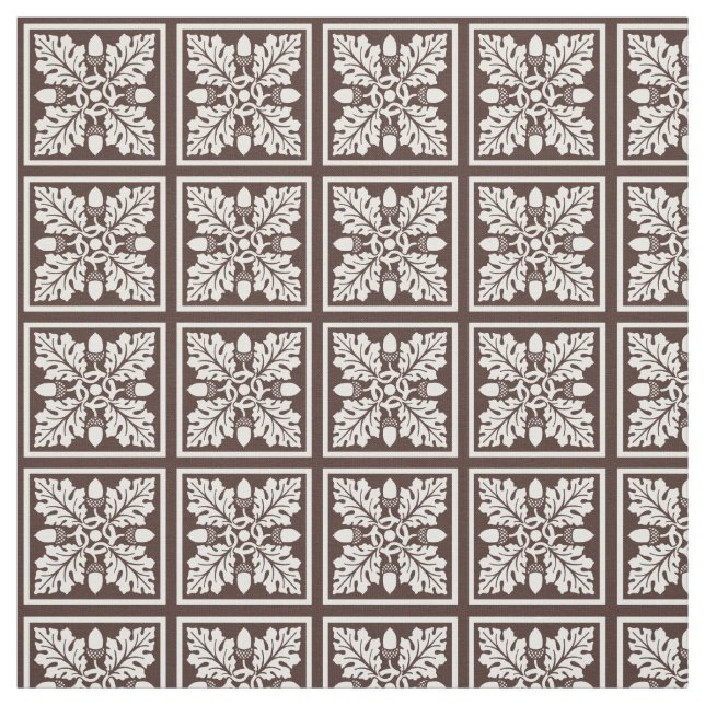Mahogany Acorn und Leaf Tile Design Stoff (Muster)