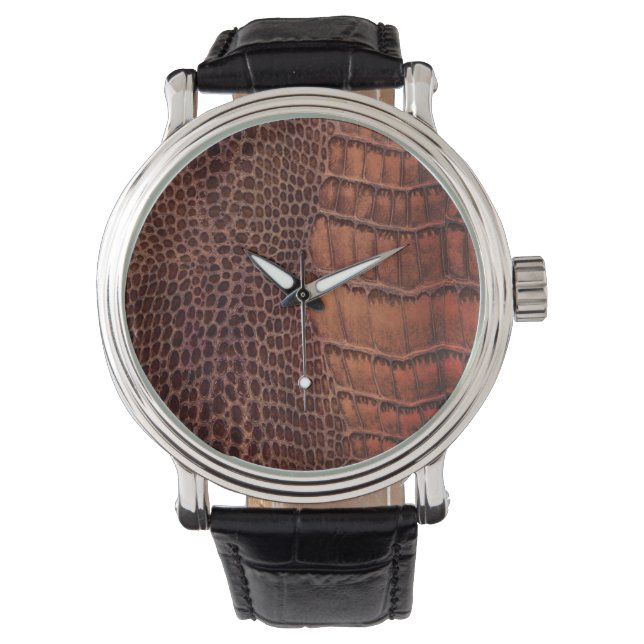 Mahogany Alligator Classic Reptile Leder (Imitate) Armbanduhr (Vorderseite)
