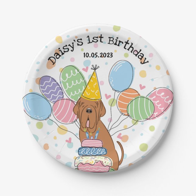Mahogany Neapolitan Mastiff Dog Birthday Party Pappteller (Vorderseite)