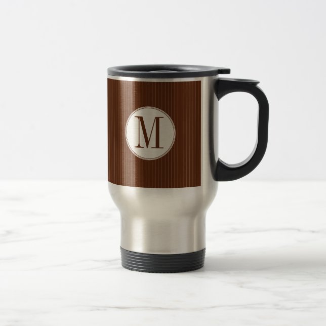 Mahogany Pinstripe Single Monogram Tasse (Rechts)