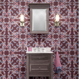 Mahogany Red-Brown Baroque Ornamental Design Tapete