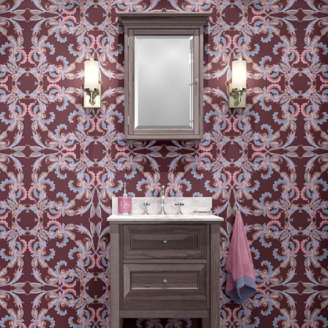 Mahogany Red-Brown Baroque Ornamental Design Tapete (Von Creator hochgeladen)