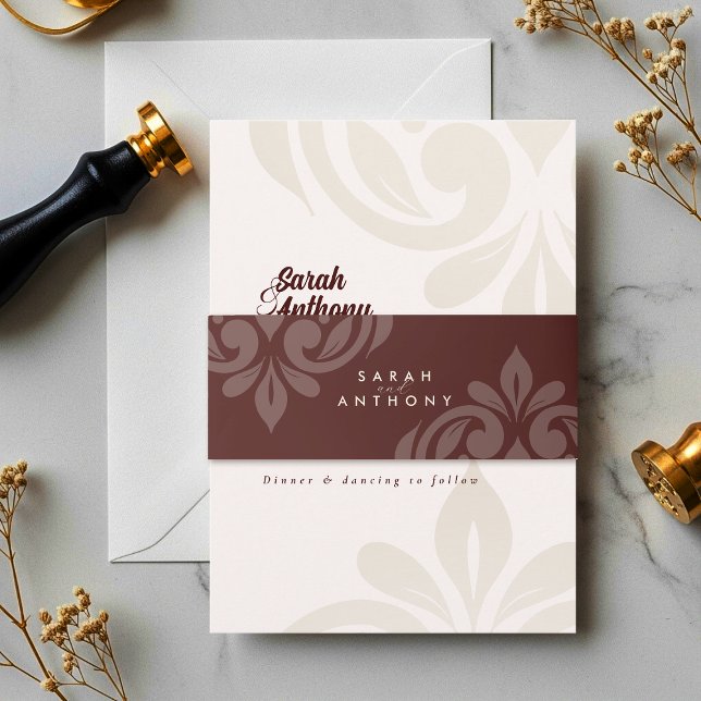 Mahogany Red Classic Elegante Script Wedding Einladungsbanderole (Von Creator hochgeladen)