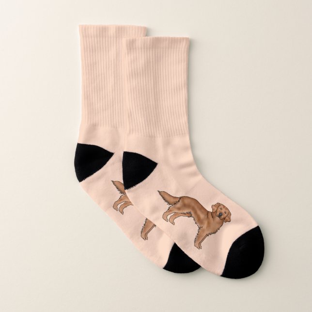 Mahogany Red Golden Retriever Niedlich Cartoon Dog Socken (Paar)