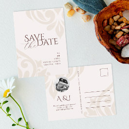 Mahogany Red Ivory Foto Wedding Save the Date Ann Ankündigungspostkarte