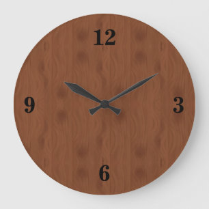 Mahogany Red Wood Grain Illustration Große Wanduhr