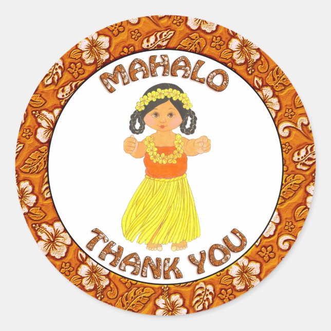 Mahola danke ~ Hawaii ~ Hawaiian Girl Stickers (Vorderseite)