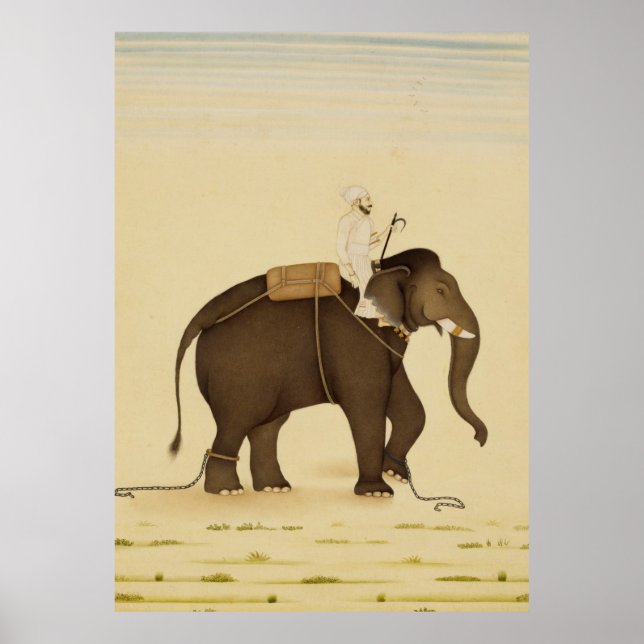 Mahout Riding an Elephant Painting (18. Jahrhunder Poster (Vorne)