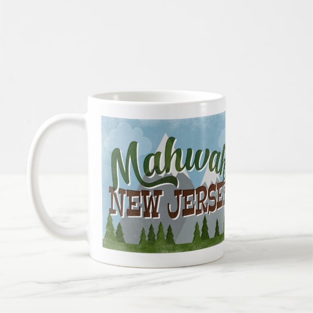 Mahwah New Jersey Fun Retro Snowy Mountains Kaffeetasse (Links)