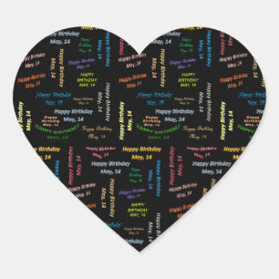 Mai, 14 Geburtstag Herz-Aufkleber