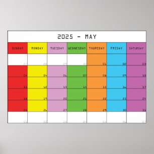 Mai 2025 Farbtage Kalenderplaner Poster