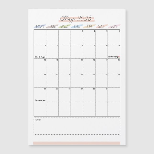 Mai 2025 Magnetkalender Magnetkarte (Vorderseite)