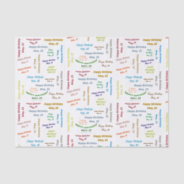 Mai, 25 Geburtstags-Gewebepapier Seidenpapier (Vorderseite)