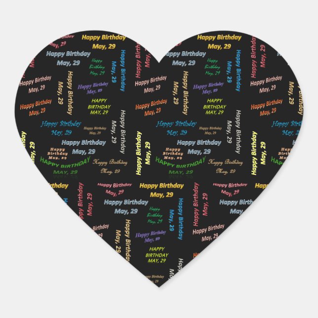 Mai, 29 Geburtstagsticker Herz-Aufkleber (Vorderseite)