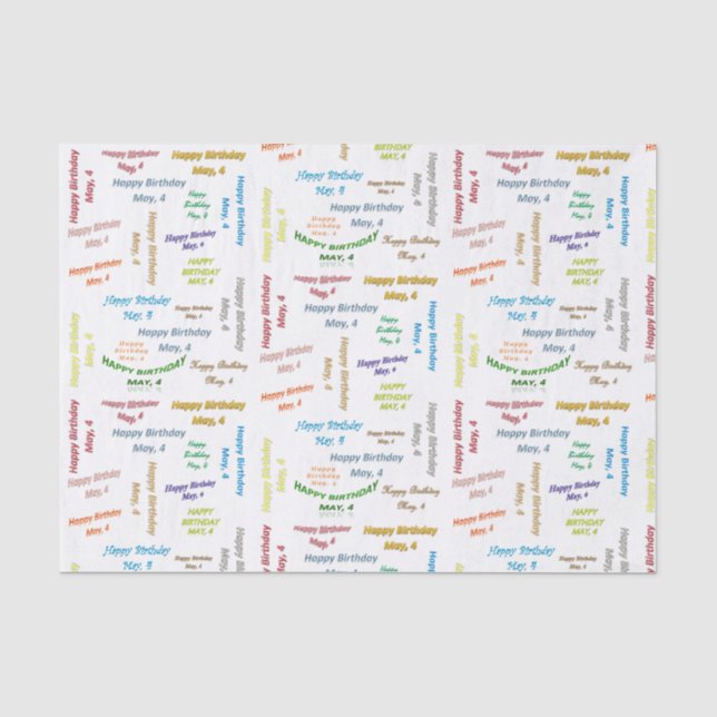 Mai, 4 Geburtstag, Gewebepapier Seidenpapier (Vorderseite)