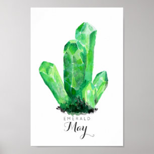 Mai Birthstone - Smaragdplakat des Aquarell- Poster