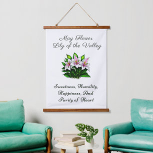 Mai Blume Lily of the Valley Floral Wandteppich Mit Holzrahmen