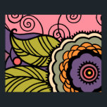 MAI BLUME - LOVELY ART DECO FLORAL POSTER<br><div class="desc">Unsere Art Deco Blume für Mai. Eine große Blume mit wirbelnden Akzenten in Rosa, Orange, Korallen, Lila, Trauben und Grüntönen.</div>