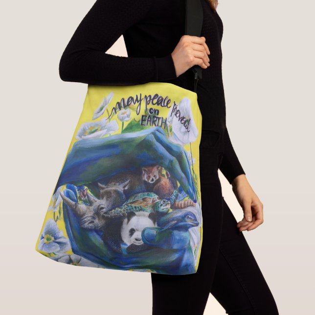 Mai-Frieden herrschen auf Tragetaschen Mit Langen Trägern (Von Nahem)