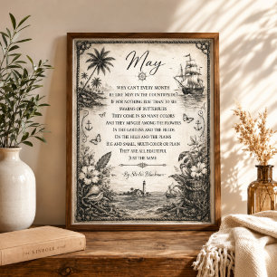 Mai-Gedicht-Nautische Vintage-Wandkunst Leinwanddruck