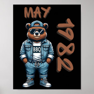 Mai König Grillmeister Bär BBQ-Liebhaber Vatertag Poster