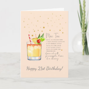Mai Tai Cocktail 21. Happy Birthday Card Karte